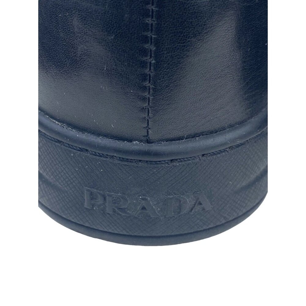 Prada Black Calfskin Leather Silver Chrome Slip On Sneakers 3S6047 US 8 EU 41 - Picture 8 of 16